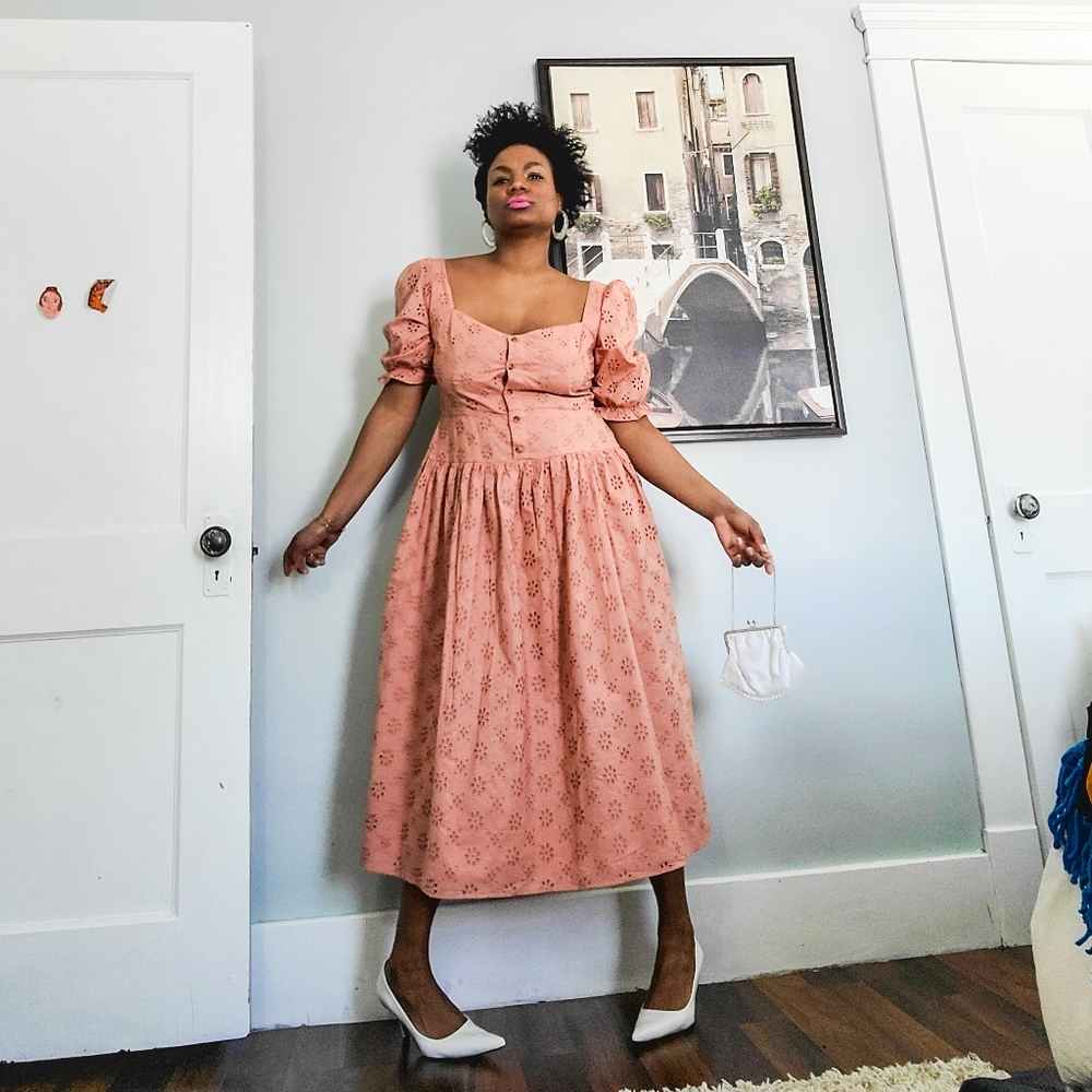 Embroidery Cotton Midi Dress, 12 - Picture 13 of 15